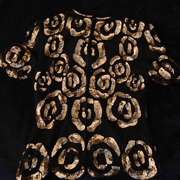 Vintage Gold and Black Sequin shirt - Picture 4 of 5